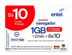 Tarjeta Entel 10 Bs