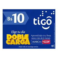 Tarjeta Tigo 10 Bs